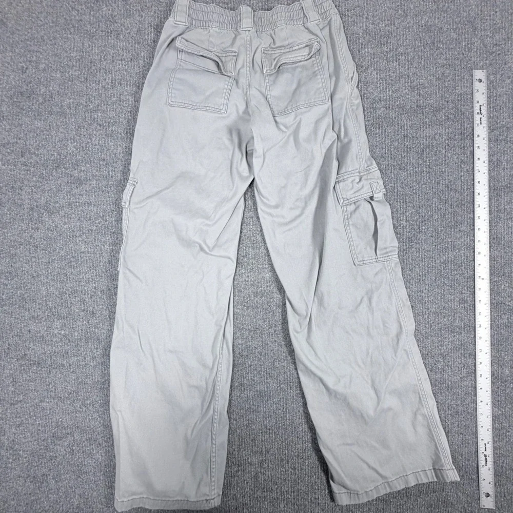 Hollister Low-Rise Baggy Cargo Pants Light Grey W27 L27 Y2K Utility Wide Leg‎